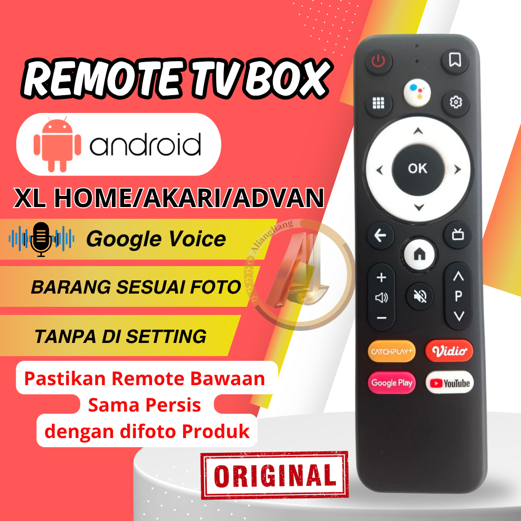 REMOTE ANDROID BOX XL HOME/ Remot TV BOX ANDROID AKARI AX810/ADVAN AT01 Dengen Google Voice ORIGINAL