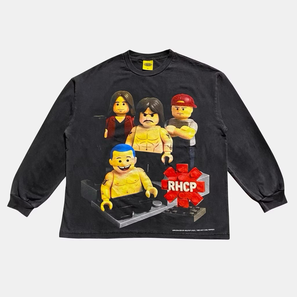 Kaos lengan panjang dengan pola oversize fit Rhcp Red Hot Chili Peppers