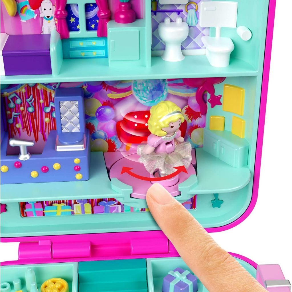 Polly Pocket Mattel 80th Anniversary Tribute Pencil Case Set with 3 Dolls, 1 Pet, a Skirt and Celebr