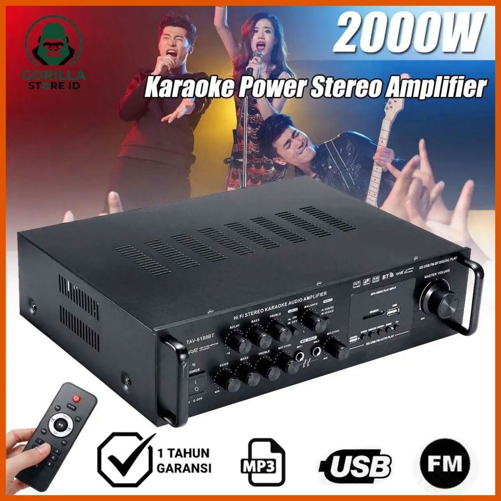 Sunbuck Bluetooth EQ Audio Amplifier Home Theater FM 2000W - TAV-6188BT