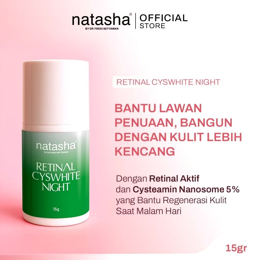 Natasha Retinal Cyswhite Night/ Serum malam pencerah/Serum anti flek/serum anti aging/serum pengenca