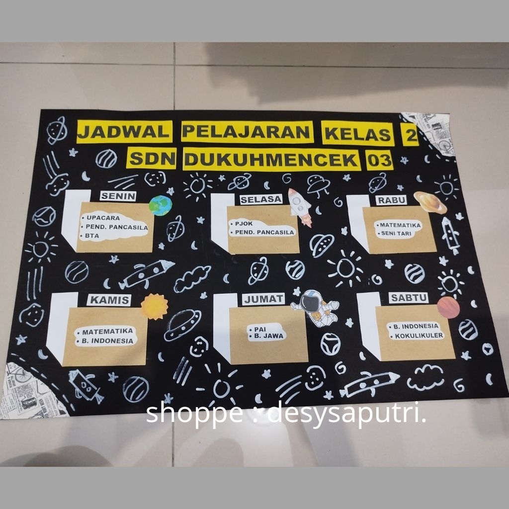 hiasan dinding kelas jadwal pelajaran handmade estetik