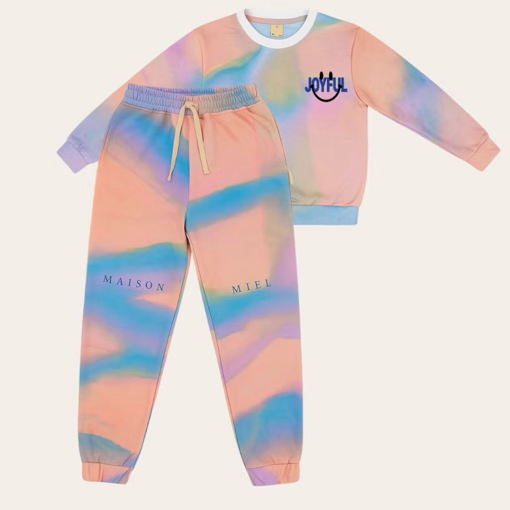Setelan Anak Tie Dye Pastel – Maison Miel Tie Dye Set | Baju Anak Lengan Panjang Kasual Premium