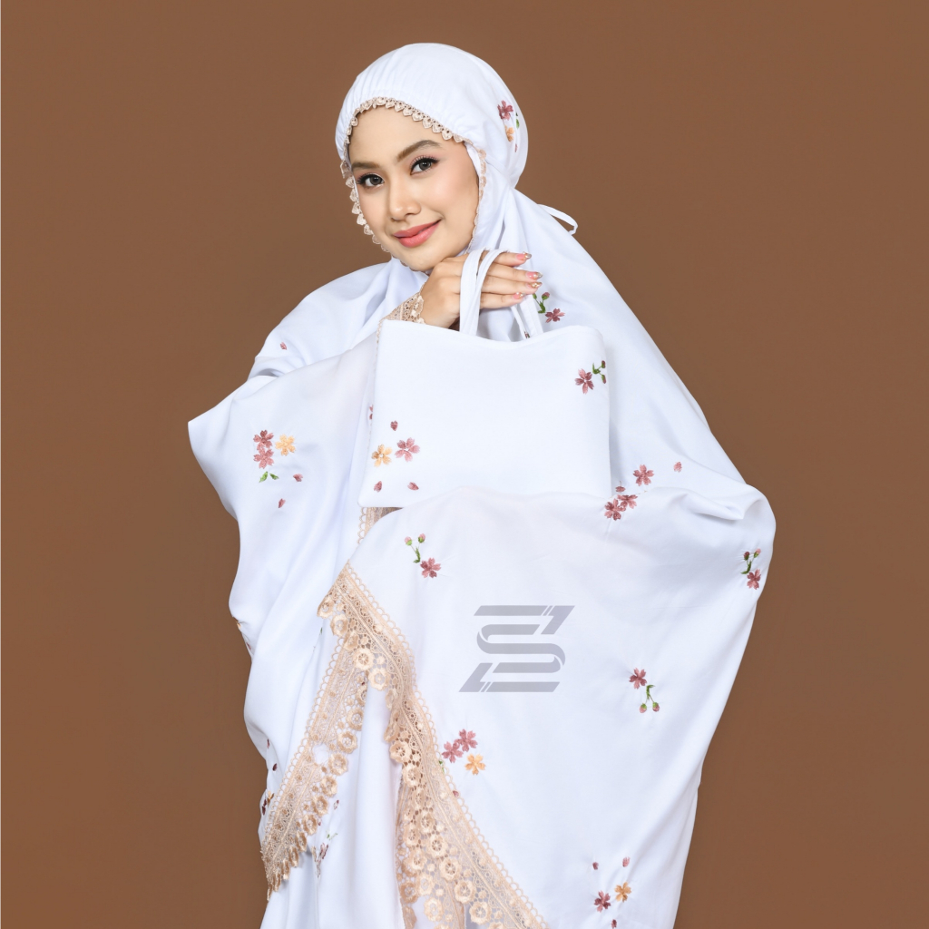 ZASYA - Mukena Bordir Dewasa Alesha Bahan Katun Premium Renda Mewah