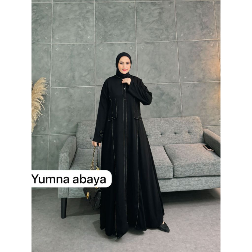 YUMNA ABAYA DRESS GAMIS JETBLACK  PREMIUM