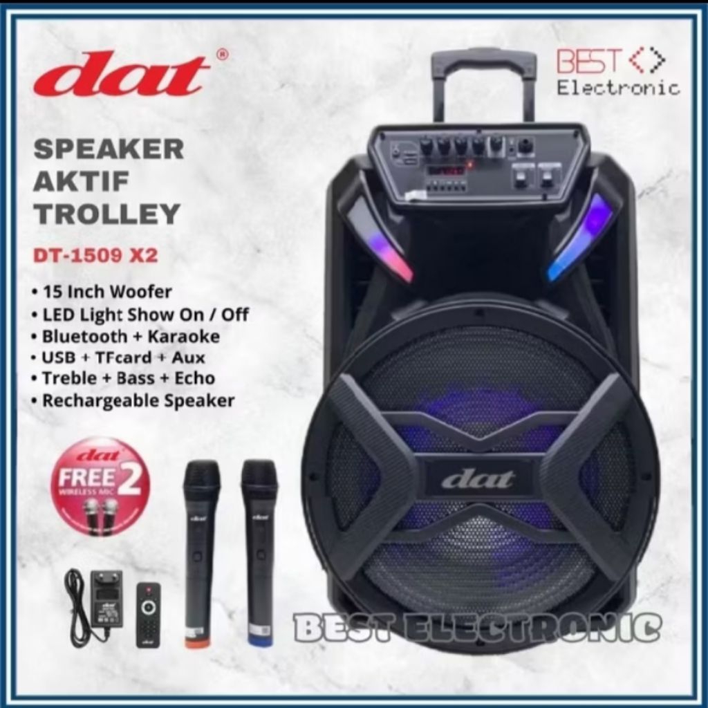 SPEAKER AKTIF PORTABLE 15 INCH DAT DT 1509 X2 DT1509 X2 DT-1509 X2 BLUETOOTH