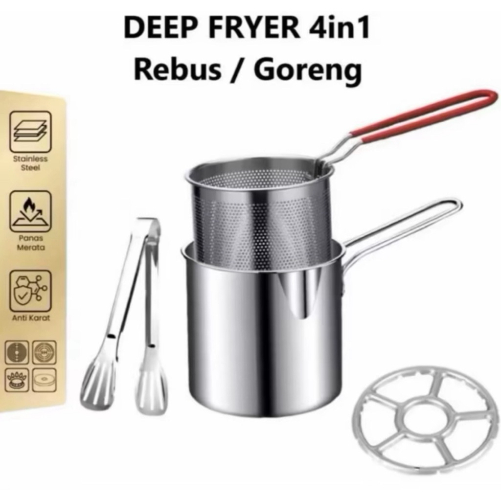 PROMO panci penggorengan kentang / deep fryer 3in1 / panci goreng ayam / panci multifryer / panci re