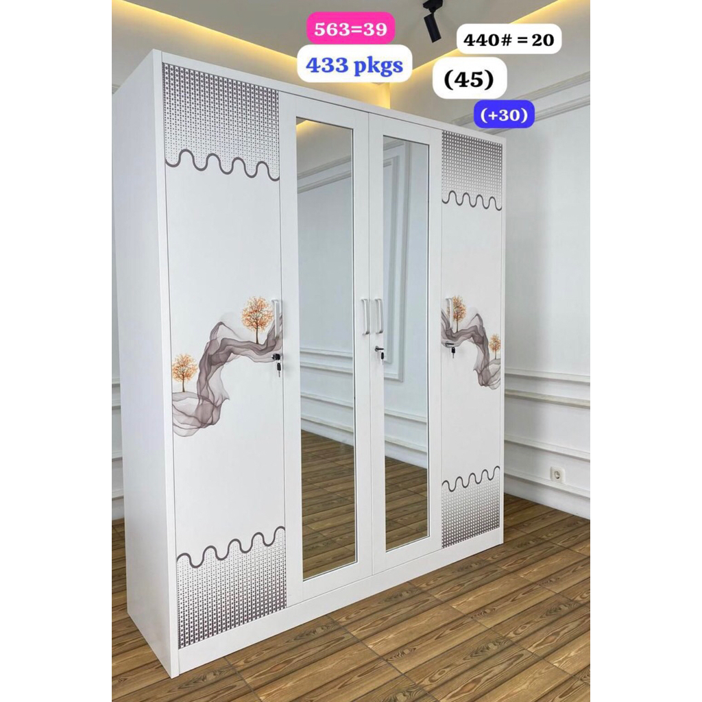 Lemari pakaian besi 4pintu buka tutup