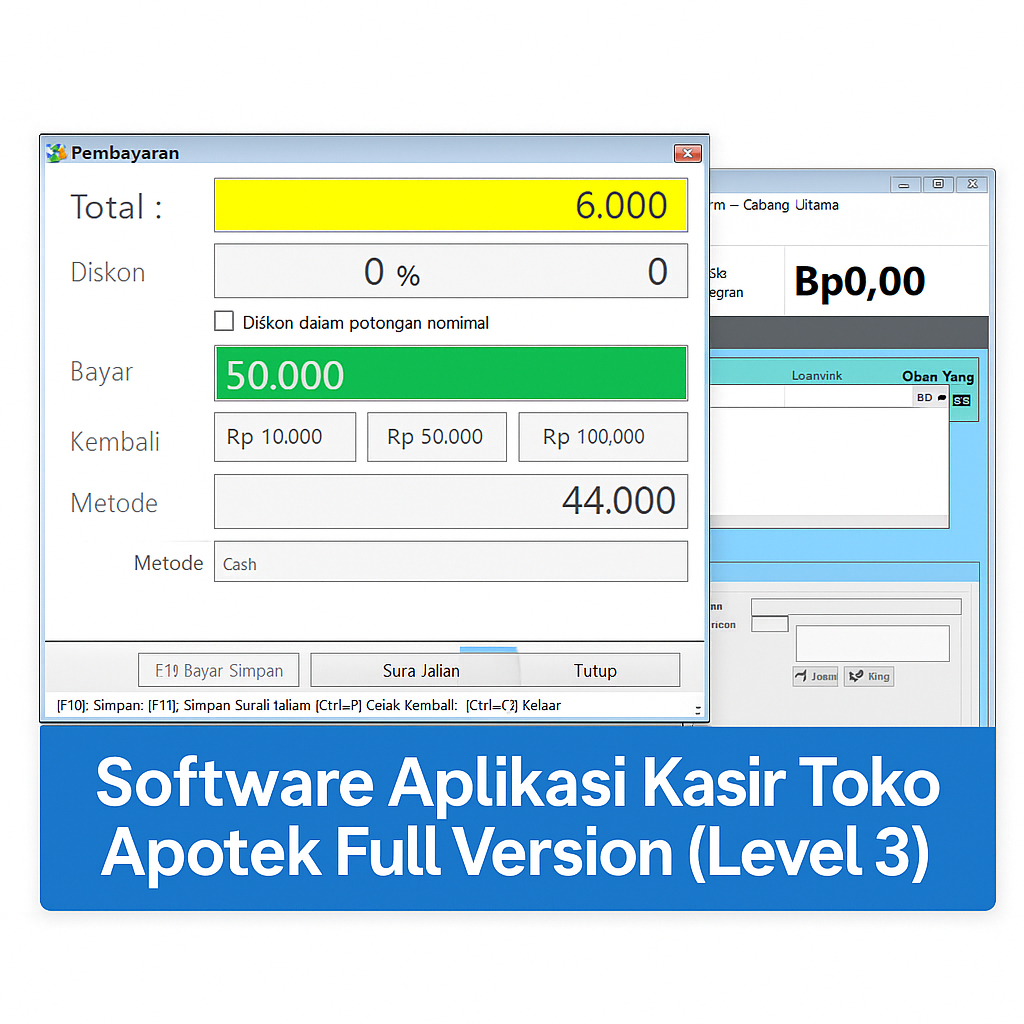 Software Aplikasi Kasir Toko apotek full version (level 3)
