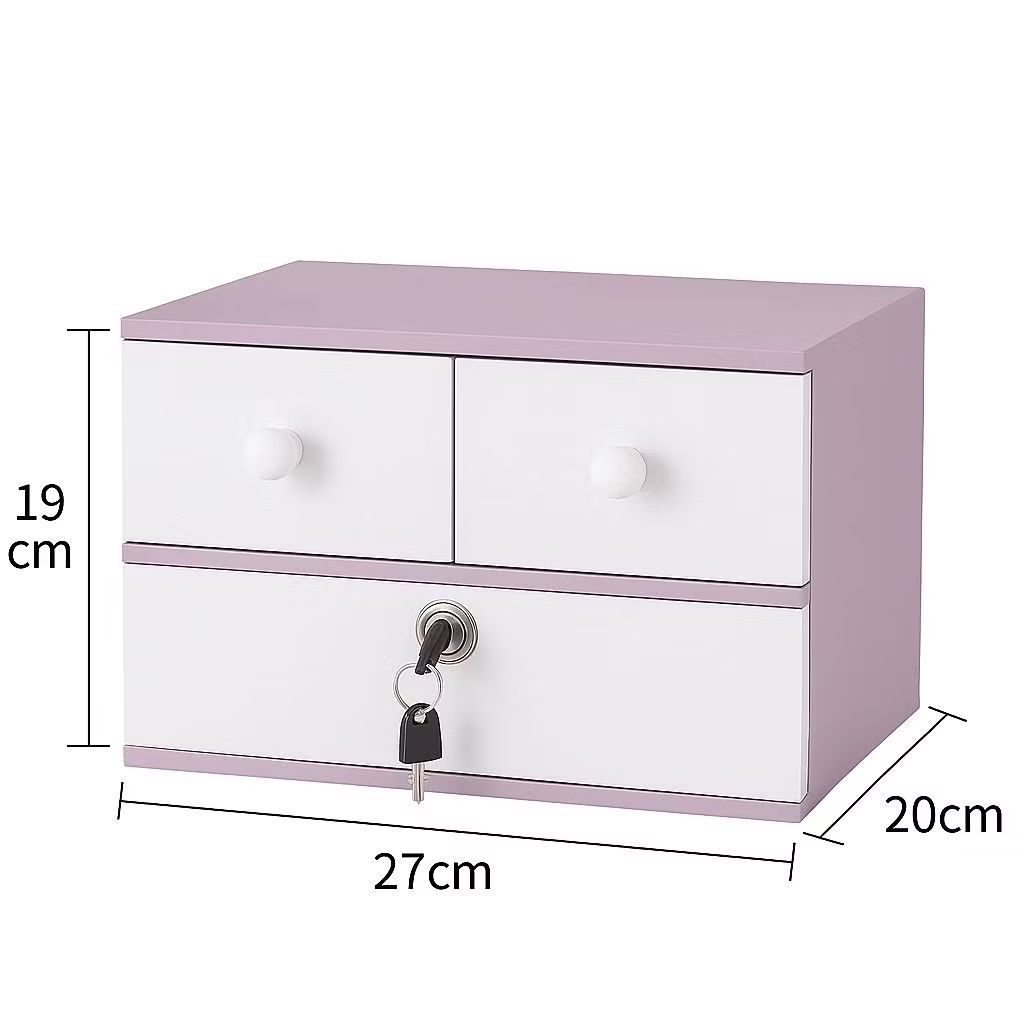 Laci Triplet Laci Serbaguna Minimalis – 3 Laci dengan Kunci, Cocok untuk Meja Kerja & Kosmetik