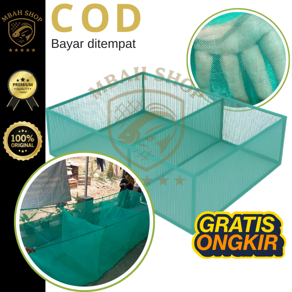 COD - Waring Keramba Kolam Ikan  2 SEKAT 3 METER Waring Rk Super Waring Kassa Hijau Gratis Ongkir
