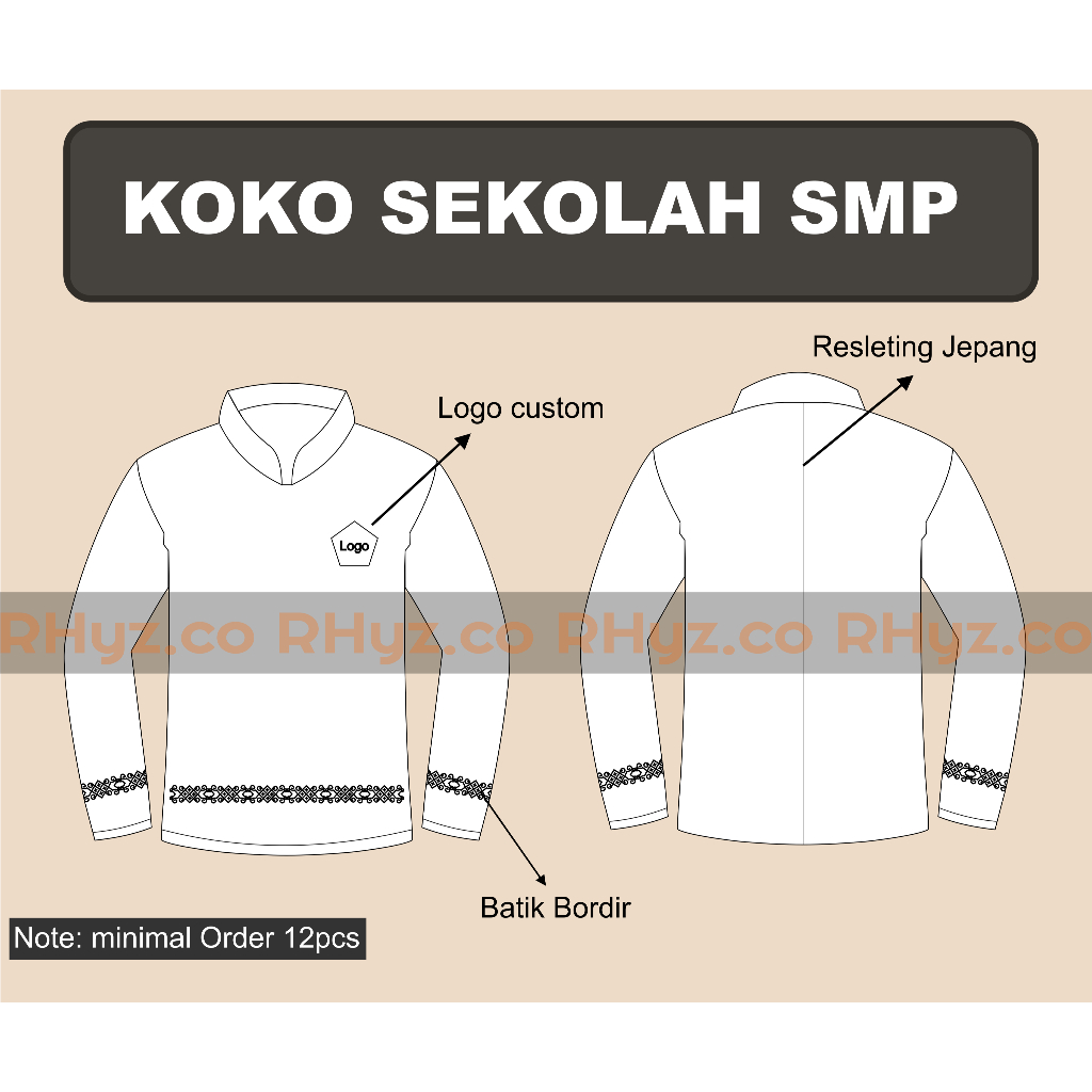 Baju Koko SERAGAM Sekolah SMP Custom Perempuan - Baju Muslim Seragam Sekolah - Seragam Sekolah