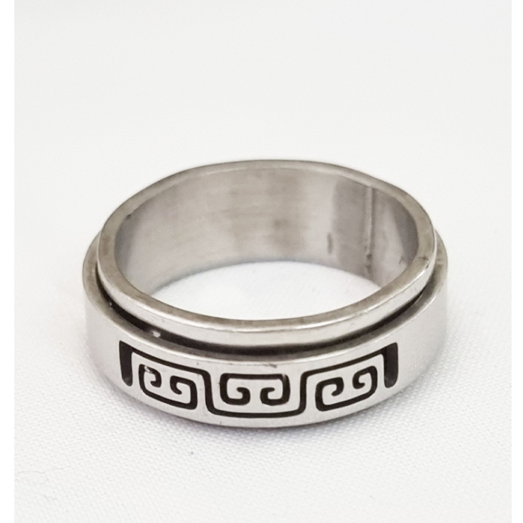 Waves Pattern Men's Ring Cincin Pria Silver