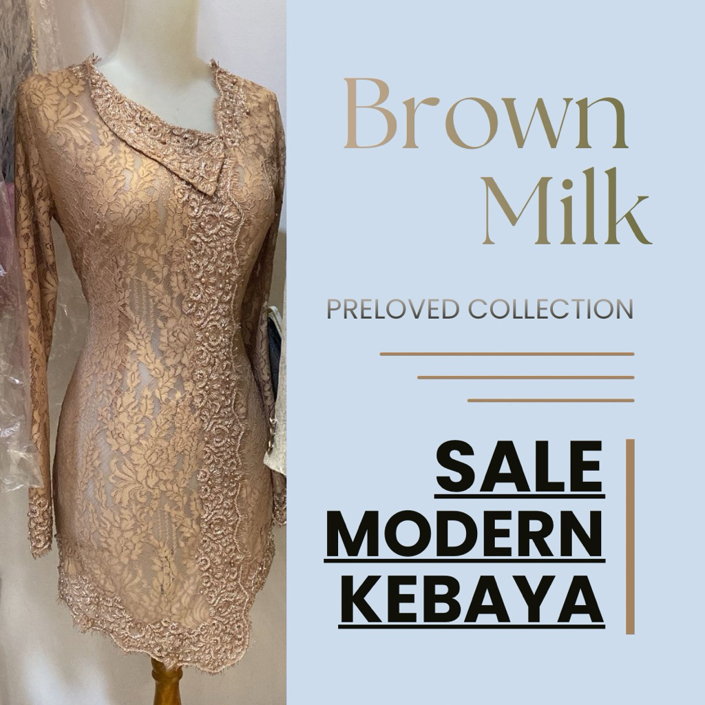 Kebaya Dress Modern Cokelat Susu Payet Model Nagita Preloved