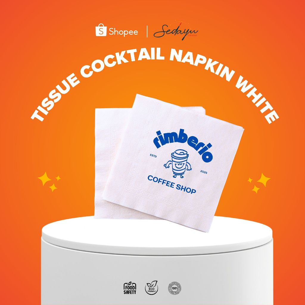 Tissue White Cocktail Napkin - Custom Logo