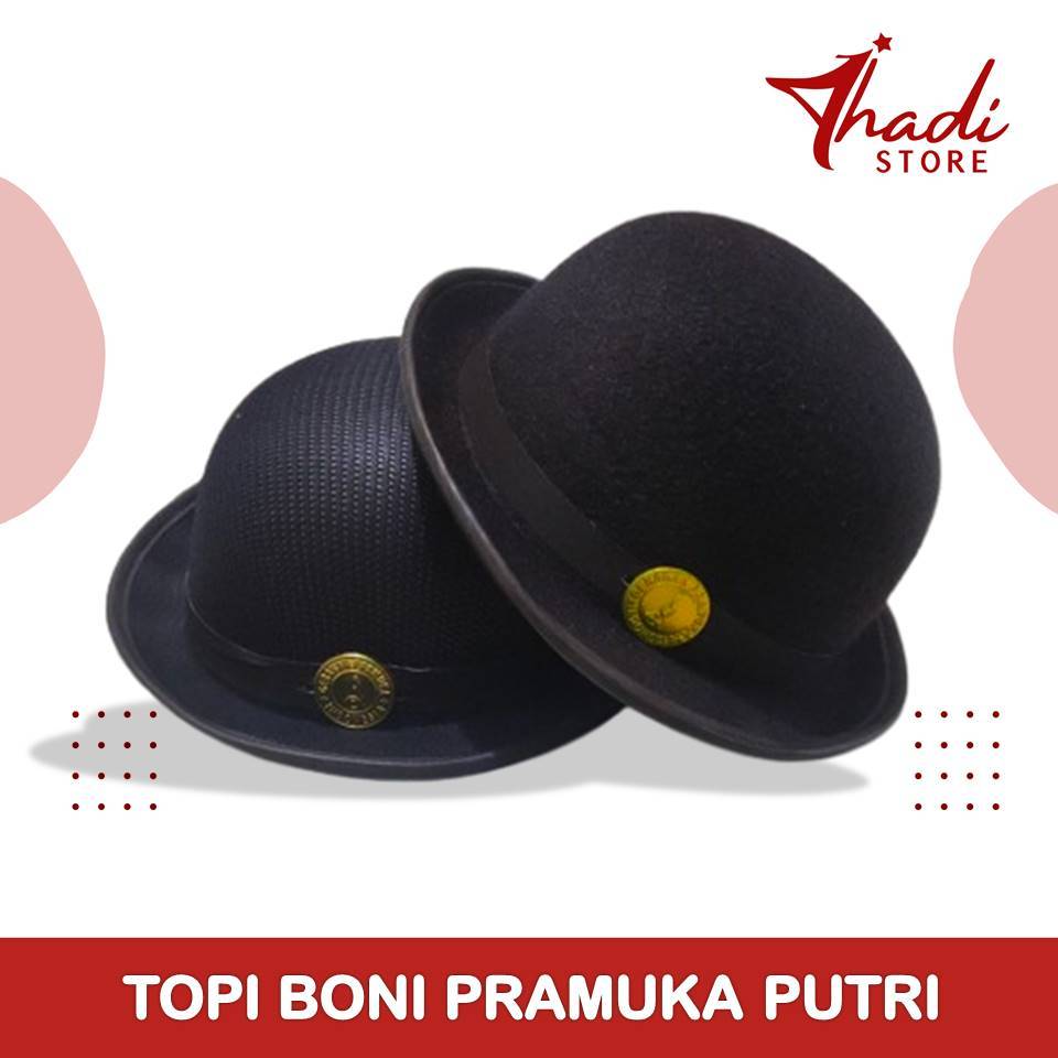 Topi Boni LAKEN/JARING/JERAMI, Topi Pramuka Beludru/Rajut/Bambu, Topi Pramuka Putri