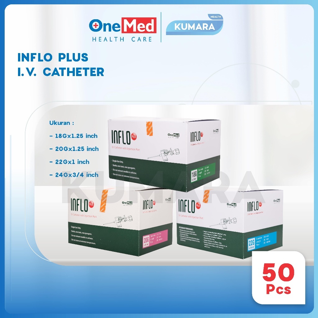 Inflo Plus Onemed IV Catheter Wing Abocath 18G , 22G , 24G Per Pcs
