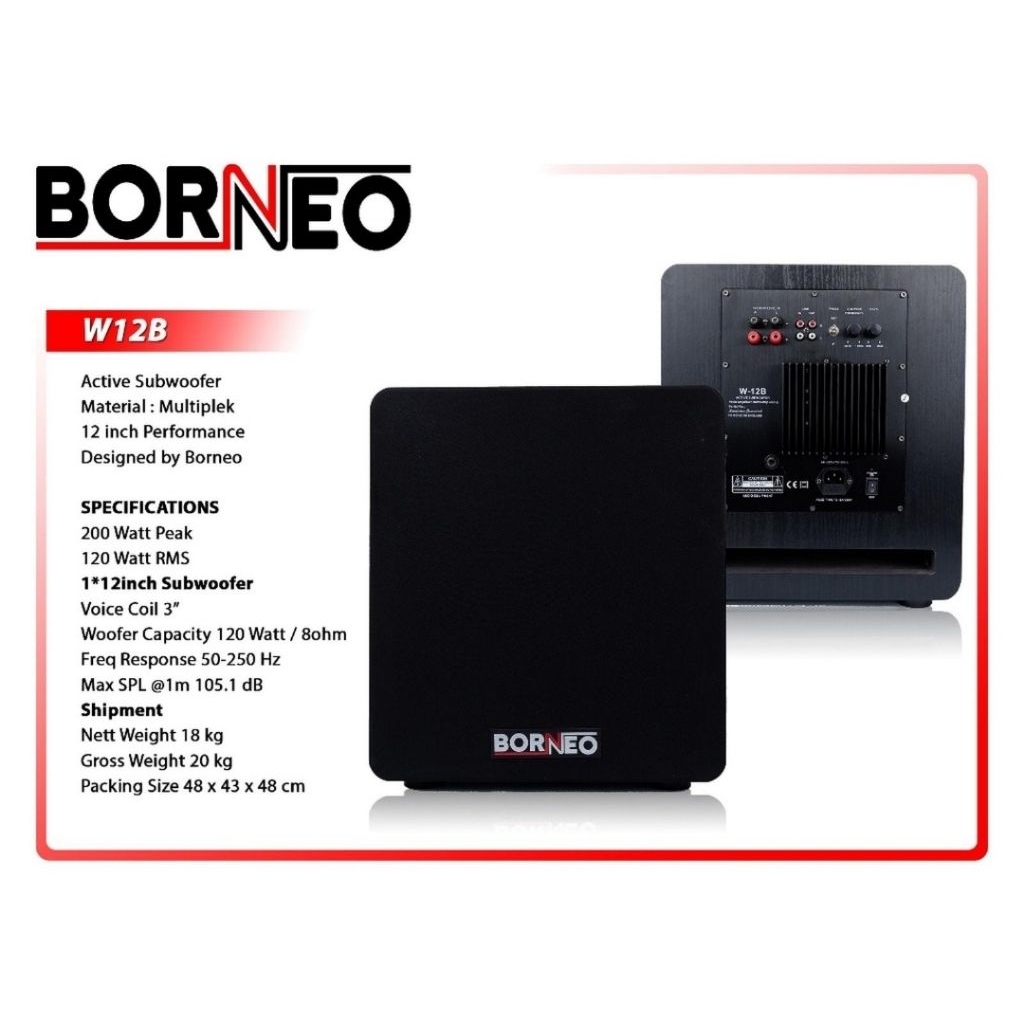 Speaker Subwoofer Aktif Borneo W - 12B Speaker Subwoofer Active 200 Watt