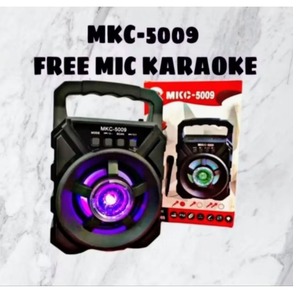 COD  Speaker/ salon terbaru Bluetooth MKC-5009 Free Mic Karaoke Speaker Portable Mini