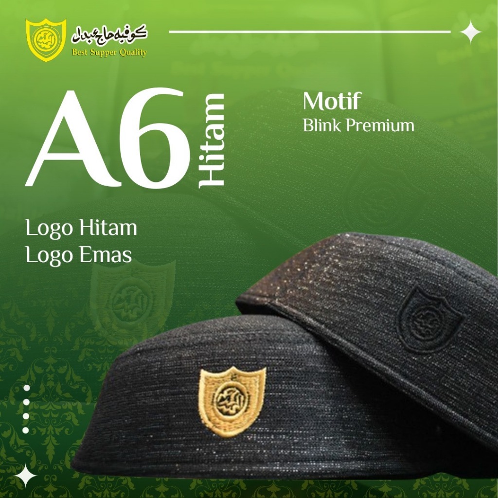 KOPIAH/PECI EXCLUSIVE Abdul Karim A6 Hitam Motif Blink PREMIUM | Kopiah Malaysia Original Super Qual