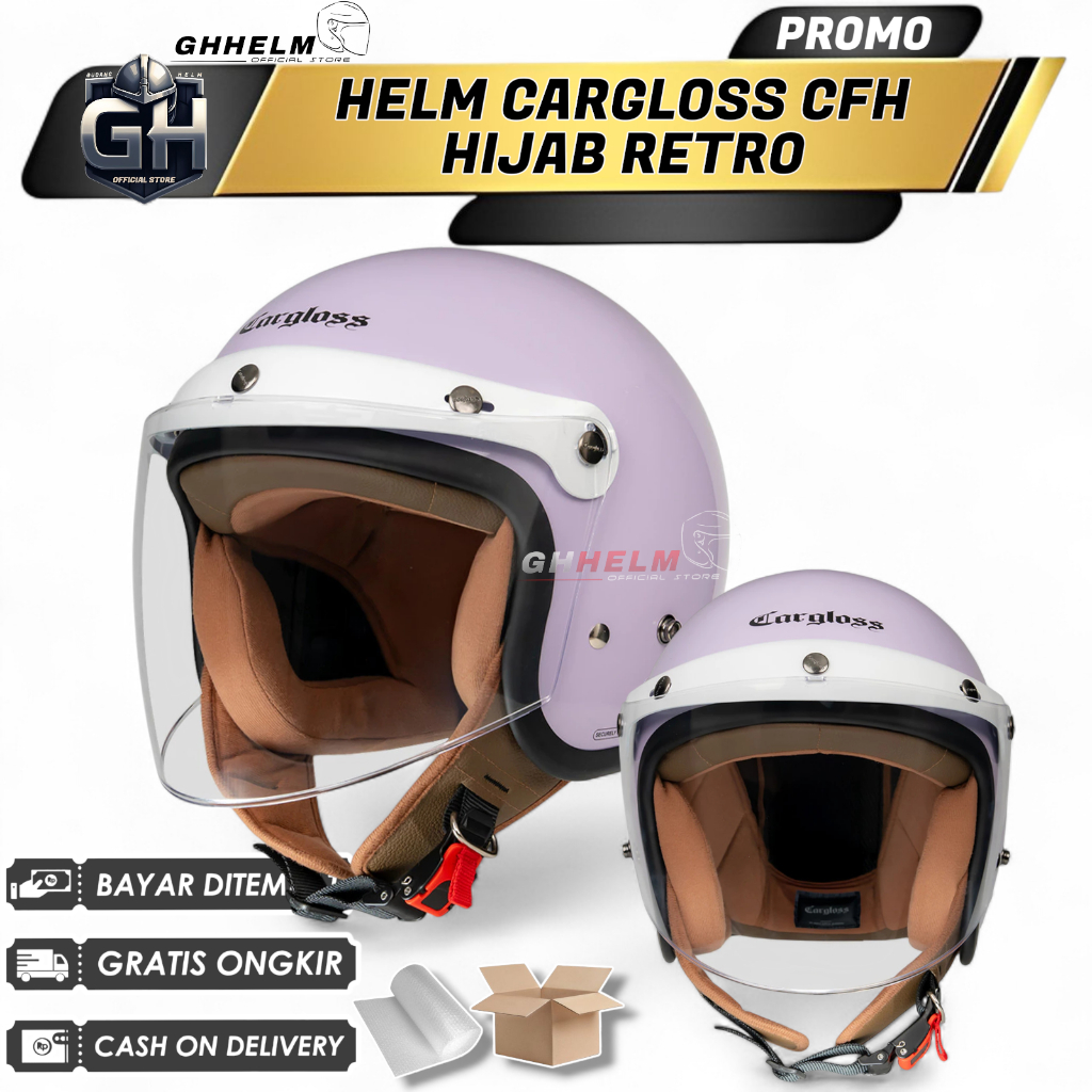 Helm Cargloss CFH Hijab Retro Helm Half Face - Lilac
