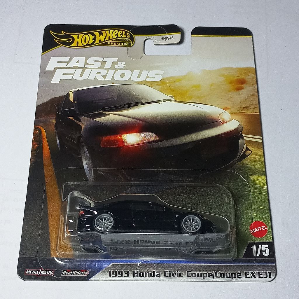 Hotwheels Premium Fast and Furios 1993 Honda Civic Coupe EX EJ1 Hitam [JAPAN STICKER]