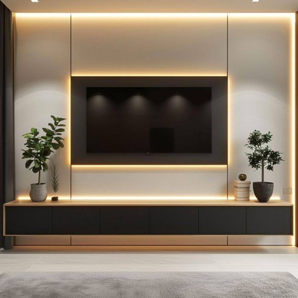 cabinet tv meja tv melayang minimalis dan elegan murah