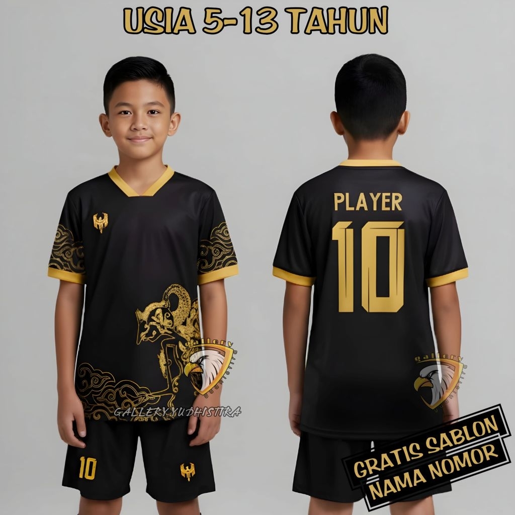 Gratis Sablon Nama Nomor Setelan Jersey Bola Anak Usia 5-13 Tahun Baju Olahraga Sepakbola Futsal Vol