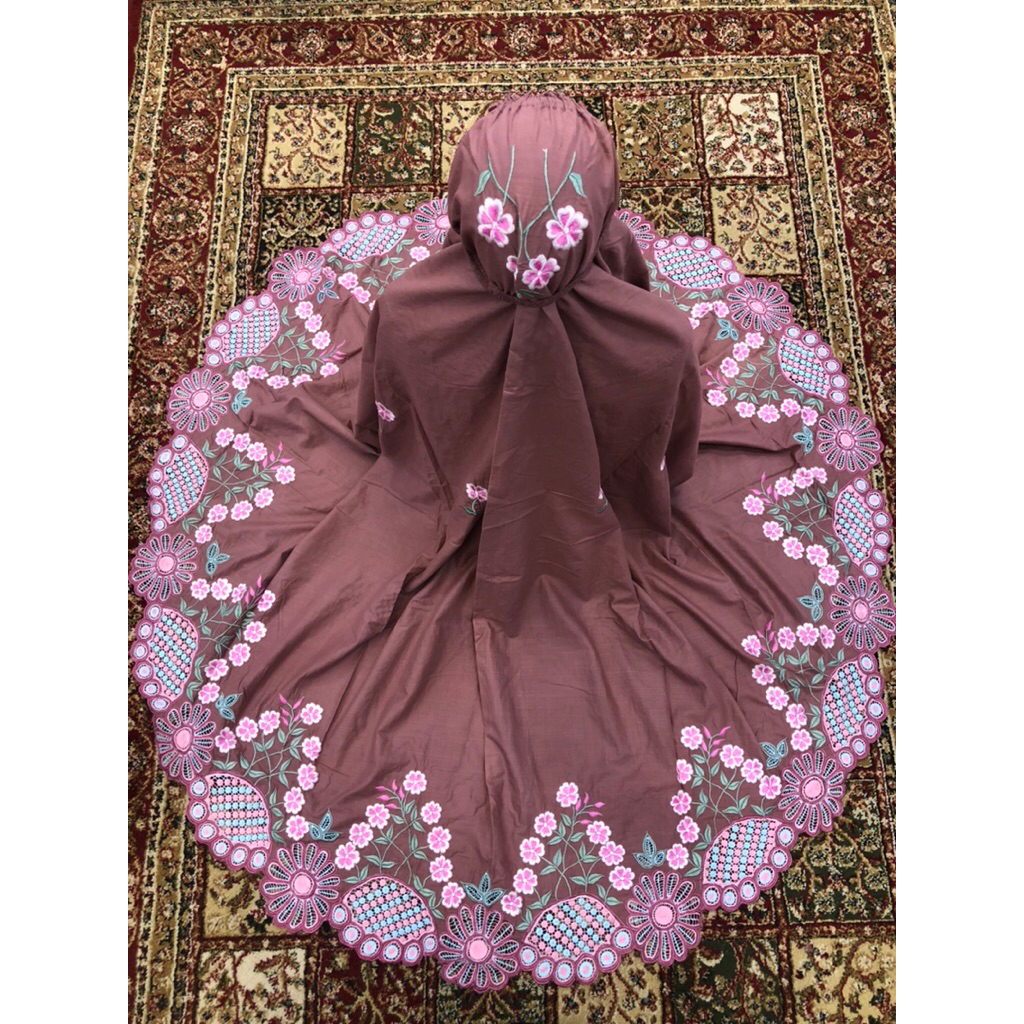 mukena katun paris bordir kerancang