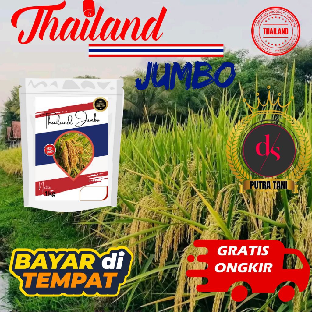 BIBIT PADI UNGGUL THAILAND JUMBO ORIGINAL KEMASAN 1KG