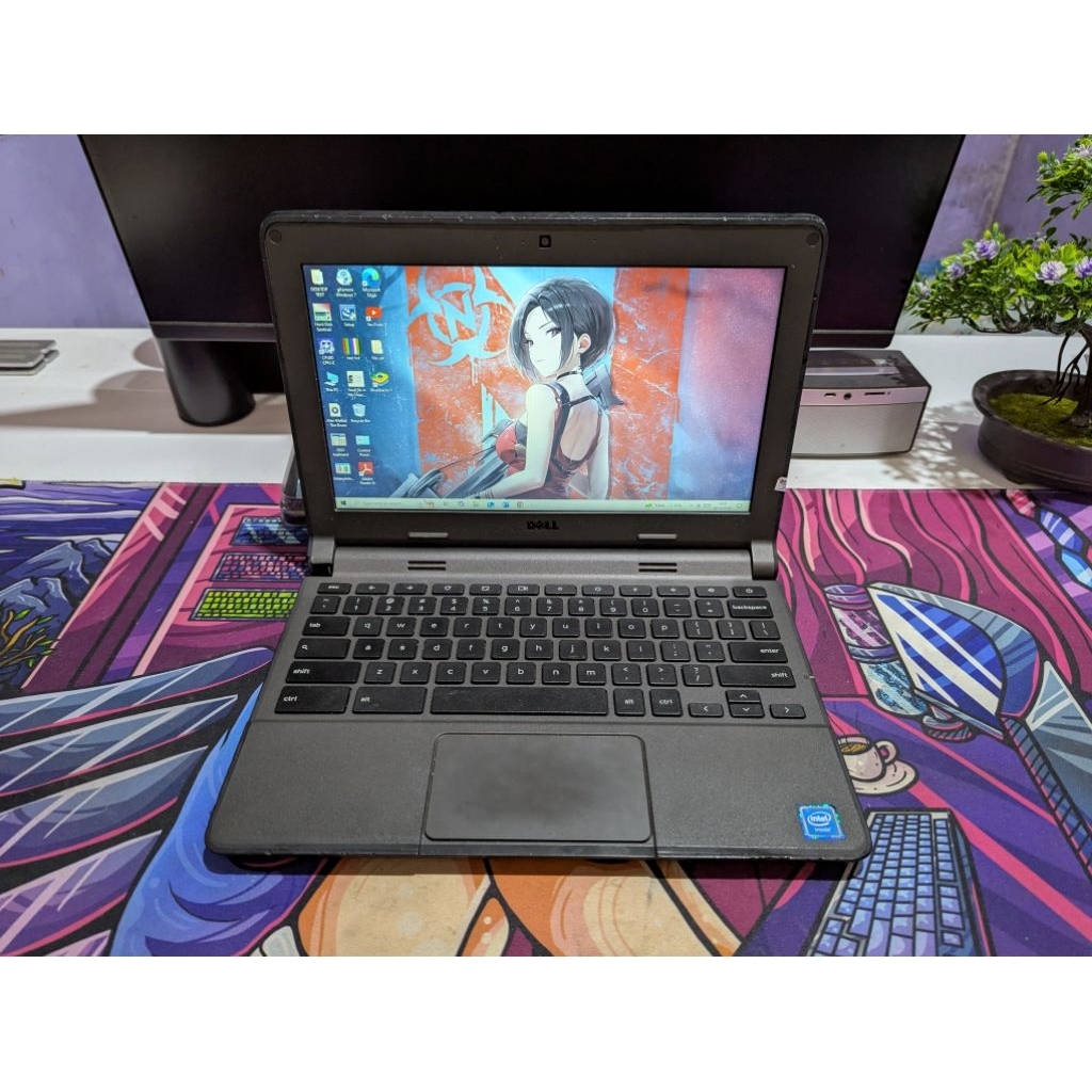 Laptop Dell ChromeBook Upgraded OS Windows 10 Intel Celeron N2840 Ram 4GB Storage SD 128GB Termurah