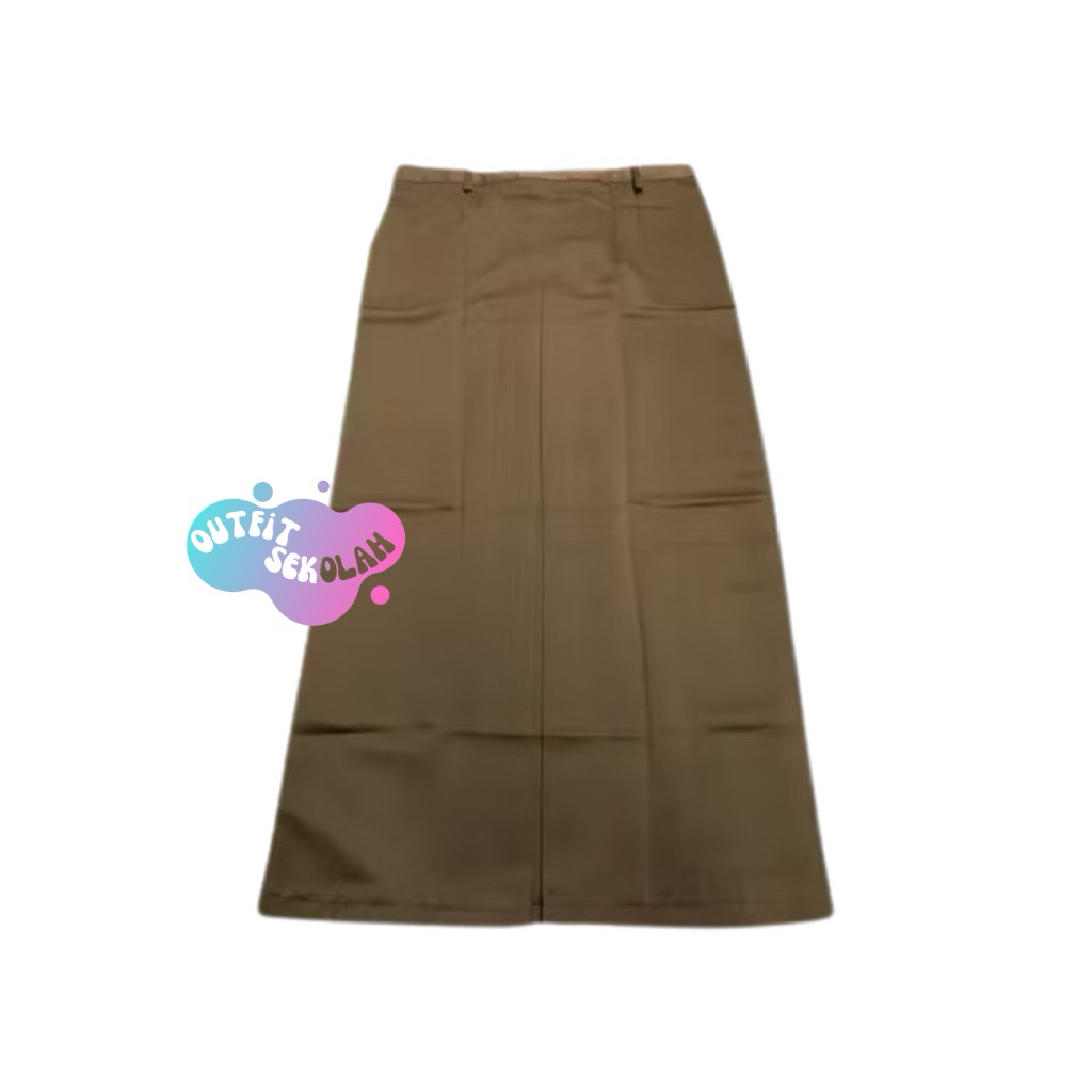 Seragam Sekolah Rok SMA Coklat Span Panjang Bahan Elemen Adem Dan Rapi