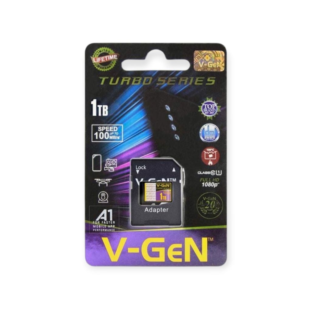 Memory Card Micro Sd 1TB + Adapter V-Gen Memori Class 10 Turbo 1tb Vgen Original