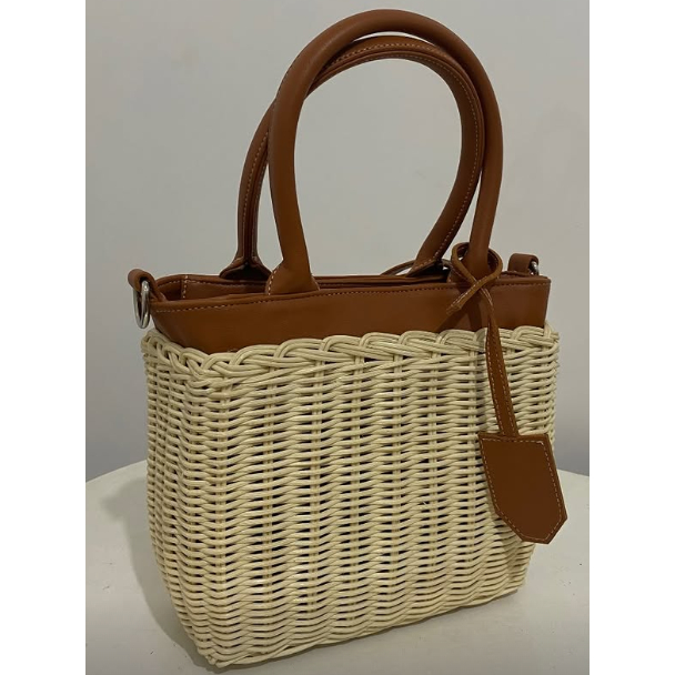 Rose Bag Tas Rotan Modern Kulit Sintetis Fashion Wanita - TD EV