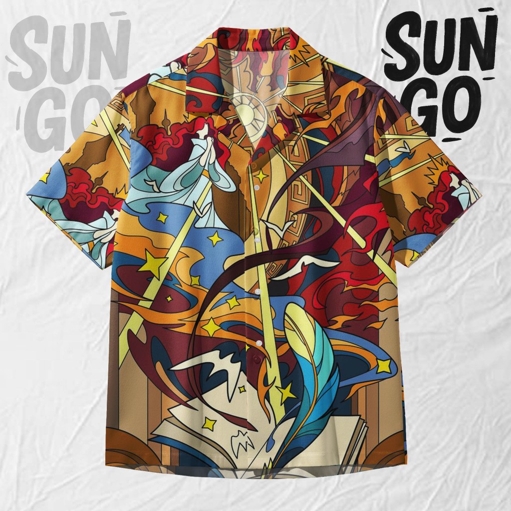 SUN GO Kemeja Pria Japanese Style – Baju Motif Bangau Jepang Keren | SG168