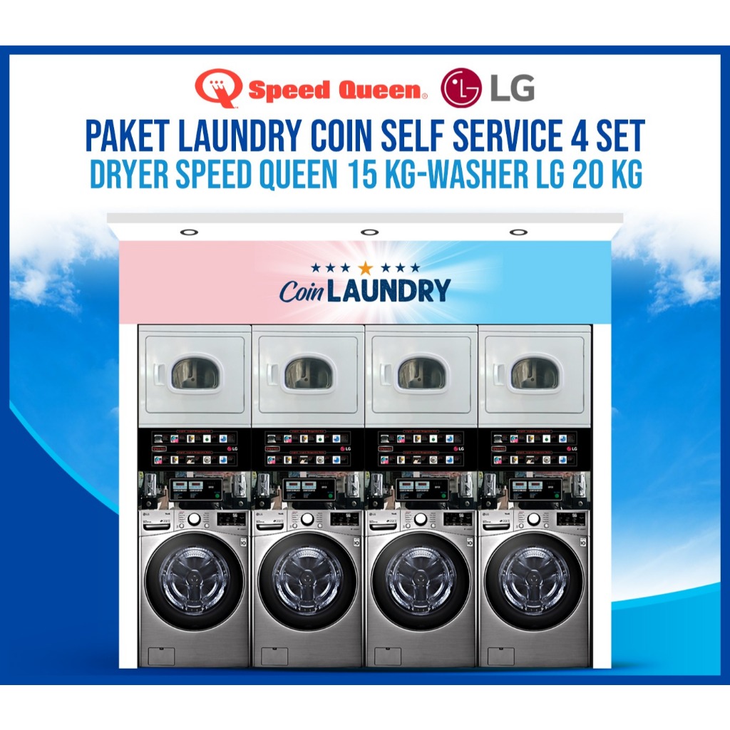 Paket Coin 4 Stack SPG20 (Washer LG 20 Kg & Dryer SpeedQueen 15 Kg)