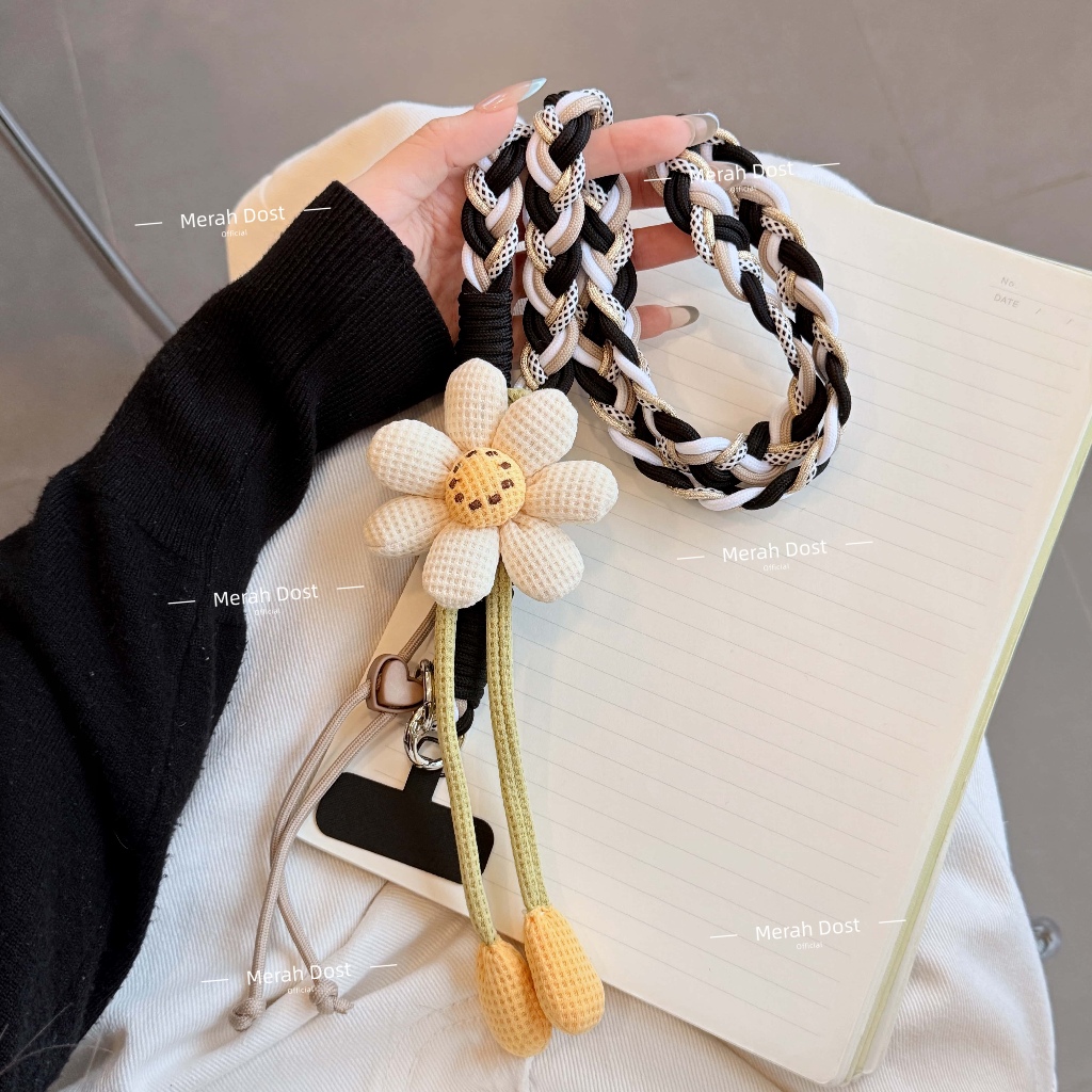 Tali Gantungan HP Crossbody Cantik- Rantai Bunga Anyaman Panjang Anti Jatuh untuk Wanita, Cocok untu