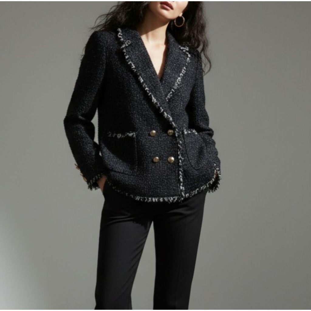 Preloved Massimo Dutti Tweed Blazer Black