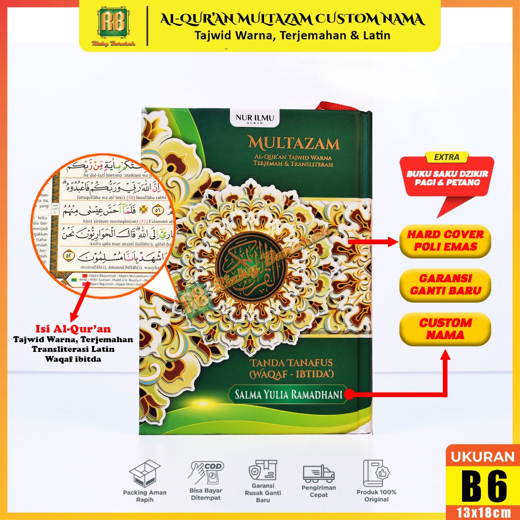 Alquran Al Multazam Ukuran Kecil B6 Tanafus Waqaf Ibtida Al Quran dan Terjemahan Latin Perayat Al-Qu