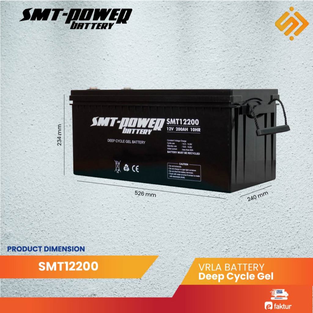 Samoto Battery 12V 200AH Baterai Aki Kering UPS VRLA SMT POWER SMT 12200