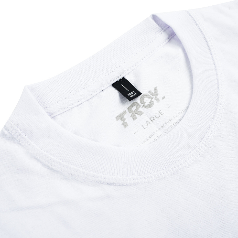 Troy Company Double Sleeve Tshirt White Stripe Binding - Kaos Putih Lengan Panjang DS 3395