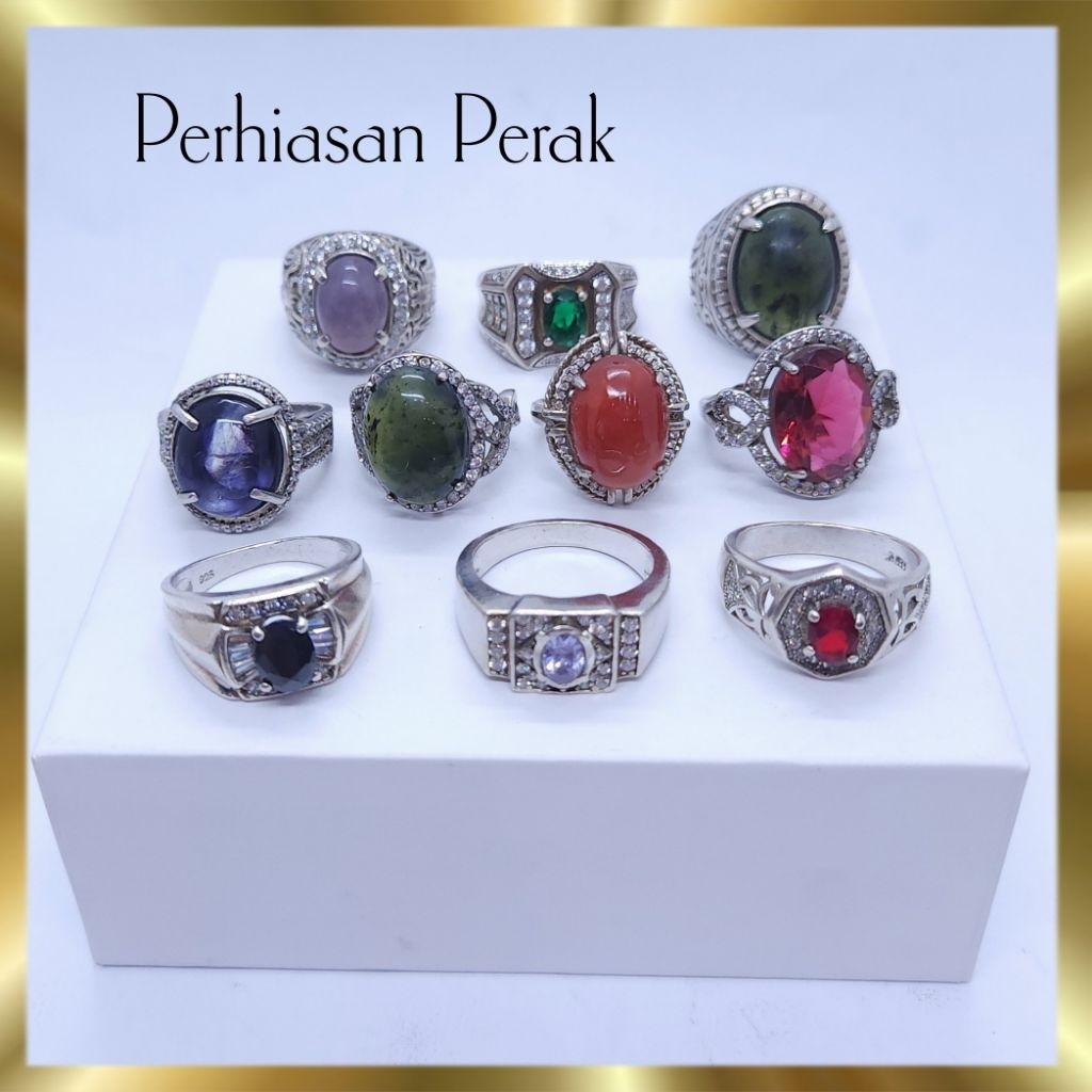 CINCIN COWOK BATU/CICIN BATU AKIK/PERAK ASLI 925 LAPIS MAS(BISA JUAL KEMBALI)