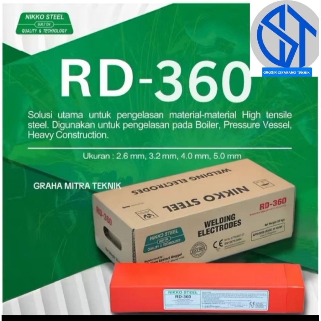 kawat las RD 360 NIKKO STEEL 3,2x350 mm kemasan 5 kg