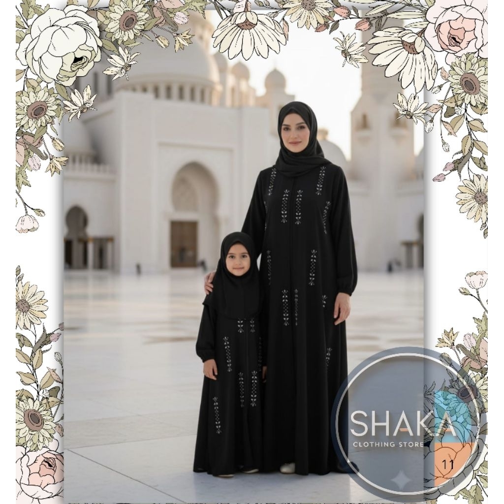 SHAKA -GAMIS DRESS MADINAH IBU &  ANAK 3-12 Thn  Couple Syari Nyaman  Remaja Baju Panjang Mewah Kelu