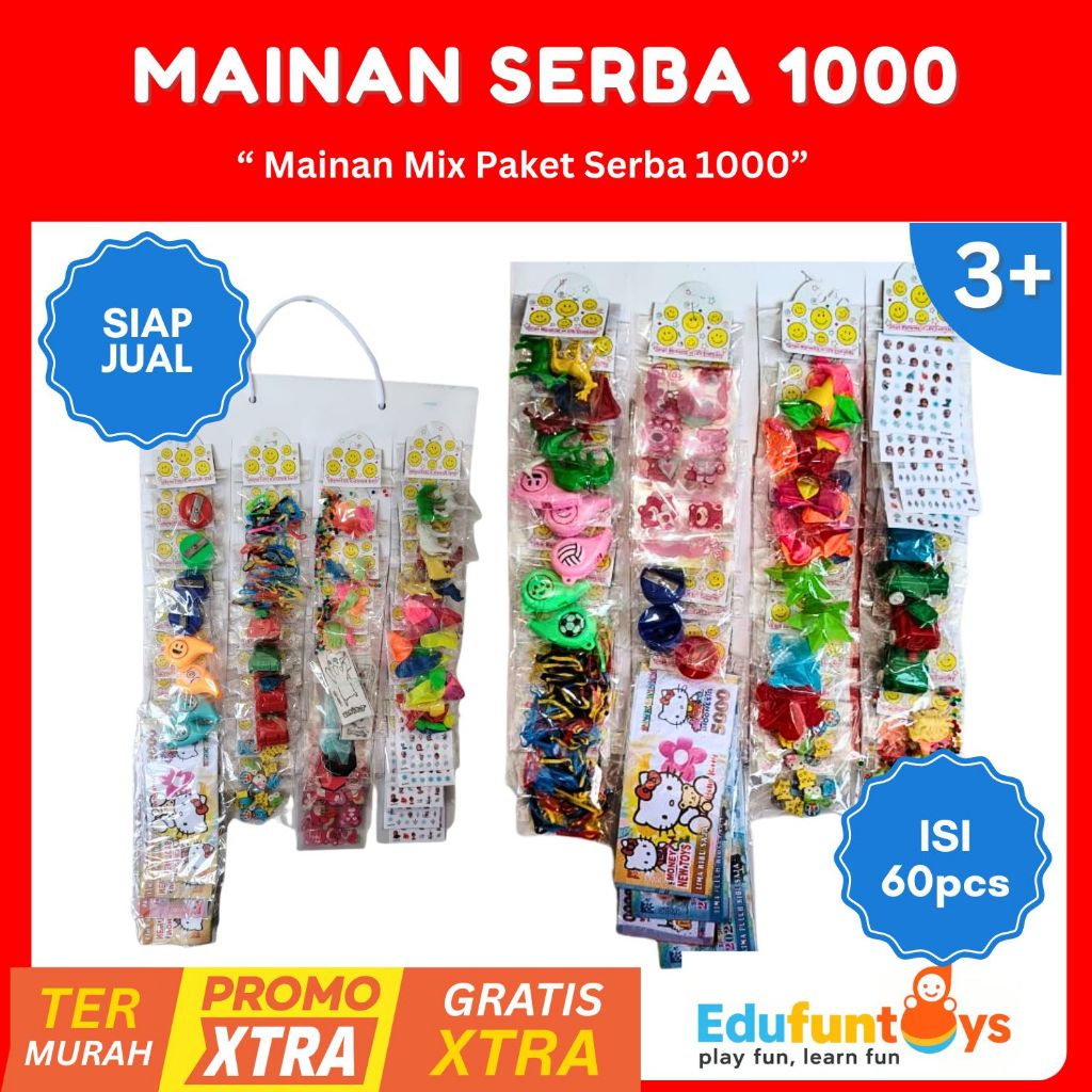 [EDUFUNTOYS] 60pcs MAINAN SERBA 1000 Mainan Rencengan viral Anak Siap Jual