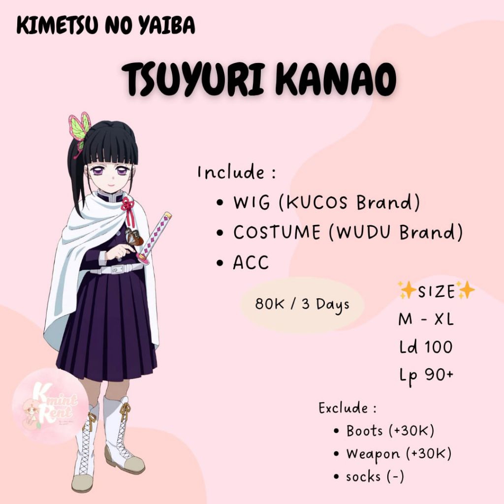 RENTAL/SEWA COSPLAY KIMETSU NO YAIBA KNY KANAO TSUYURI