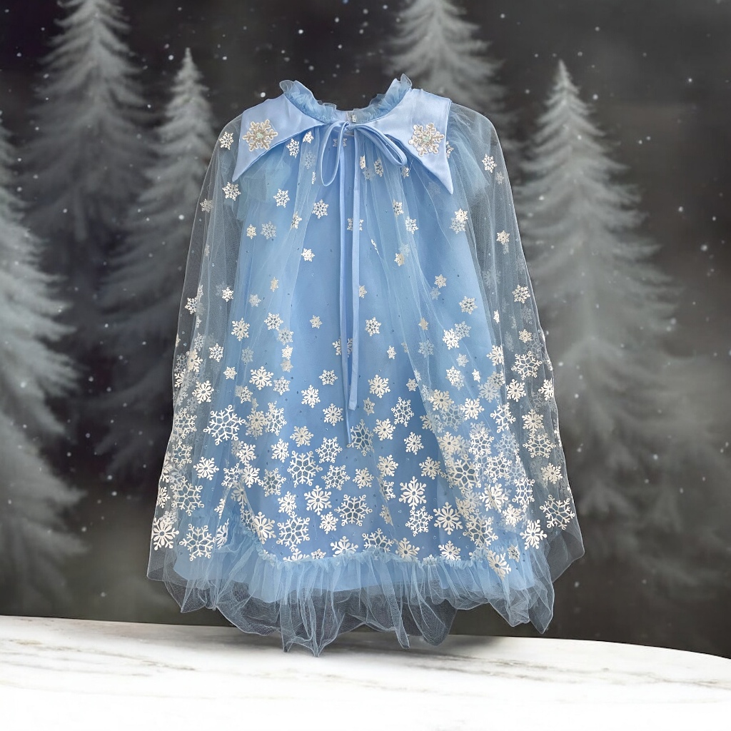 Princessa Flami Dress Anak Frozen Karakter Kostum Dream Fairy Blue Hoodie K4326