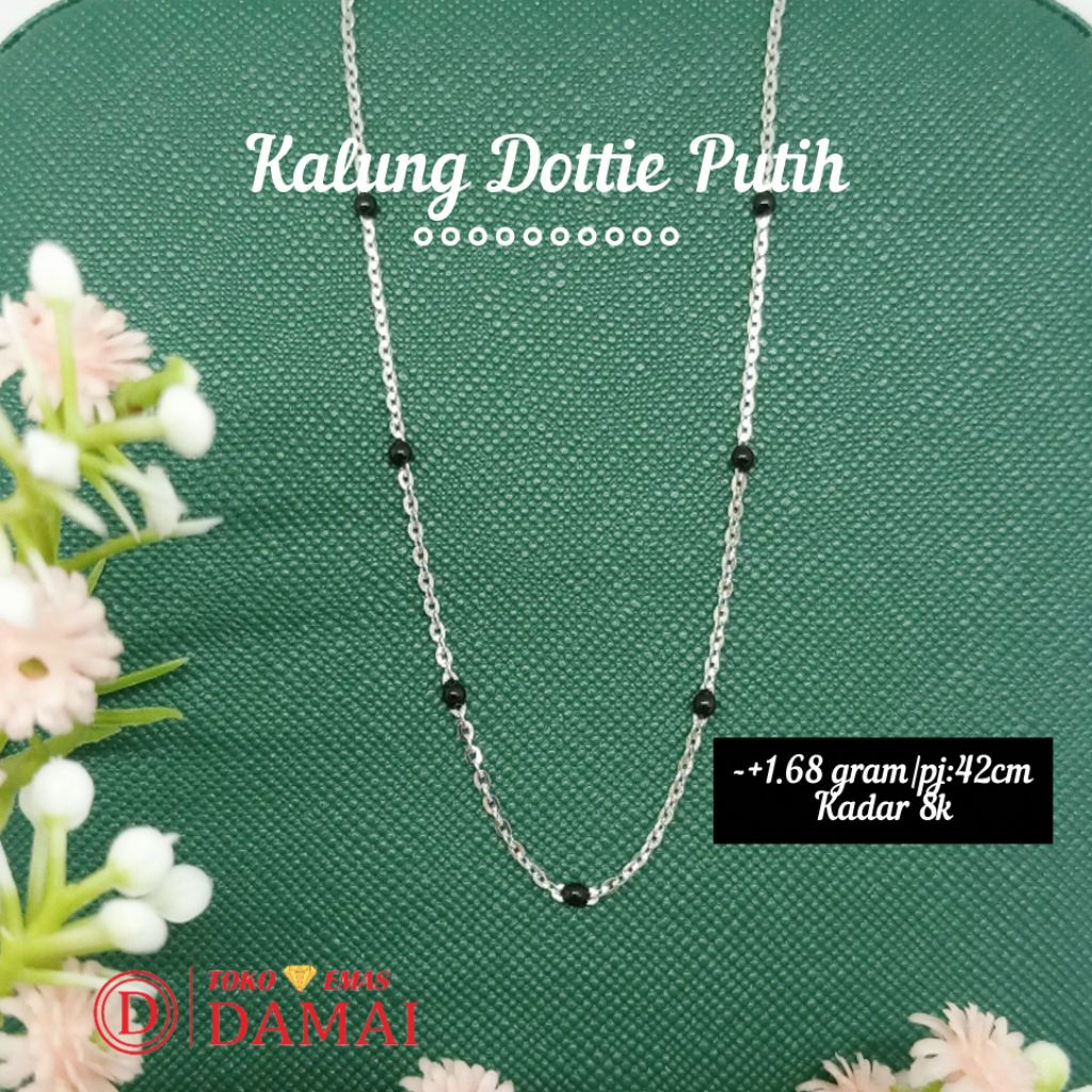 Kalung emas putih model bola bola hitam 8k ||-+1.68gram