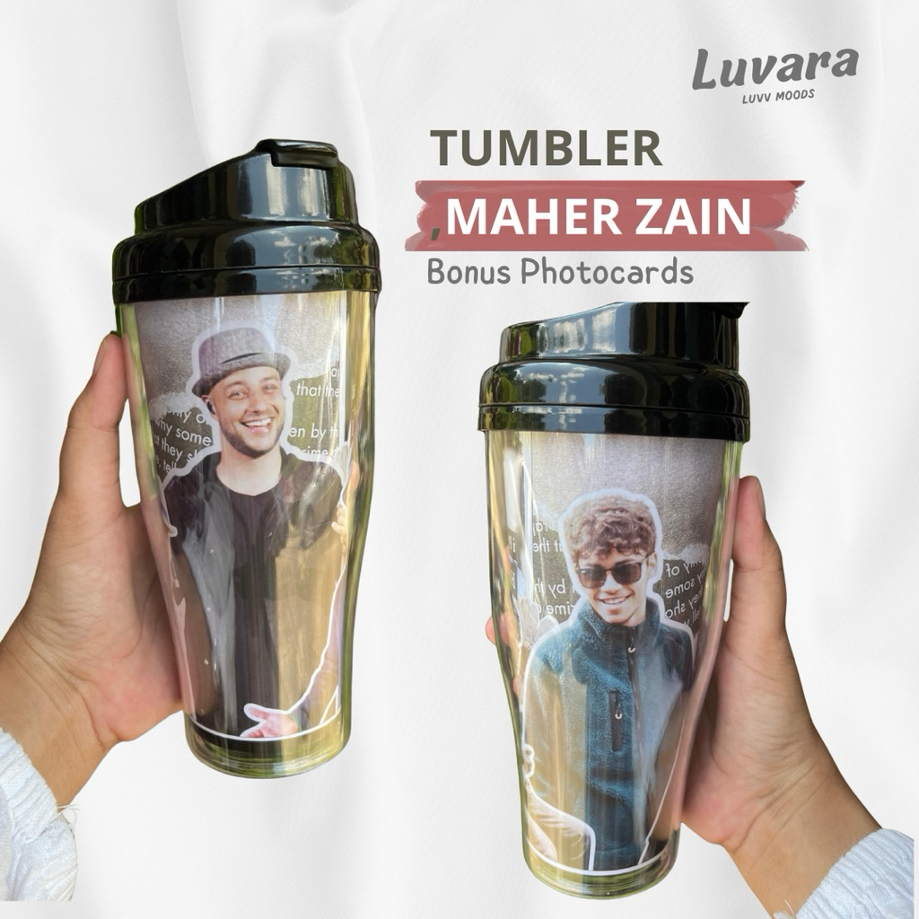 Tumbler New Monochrom Maher Zain & Harris J Botol Air 460ml Bonud Gantungan Kunci