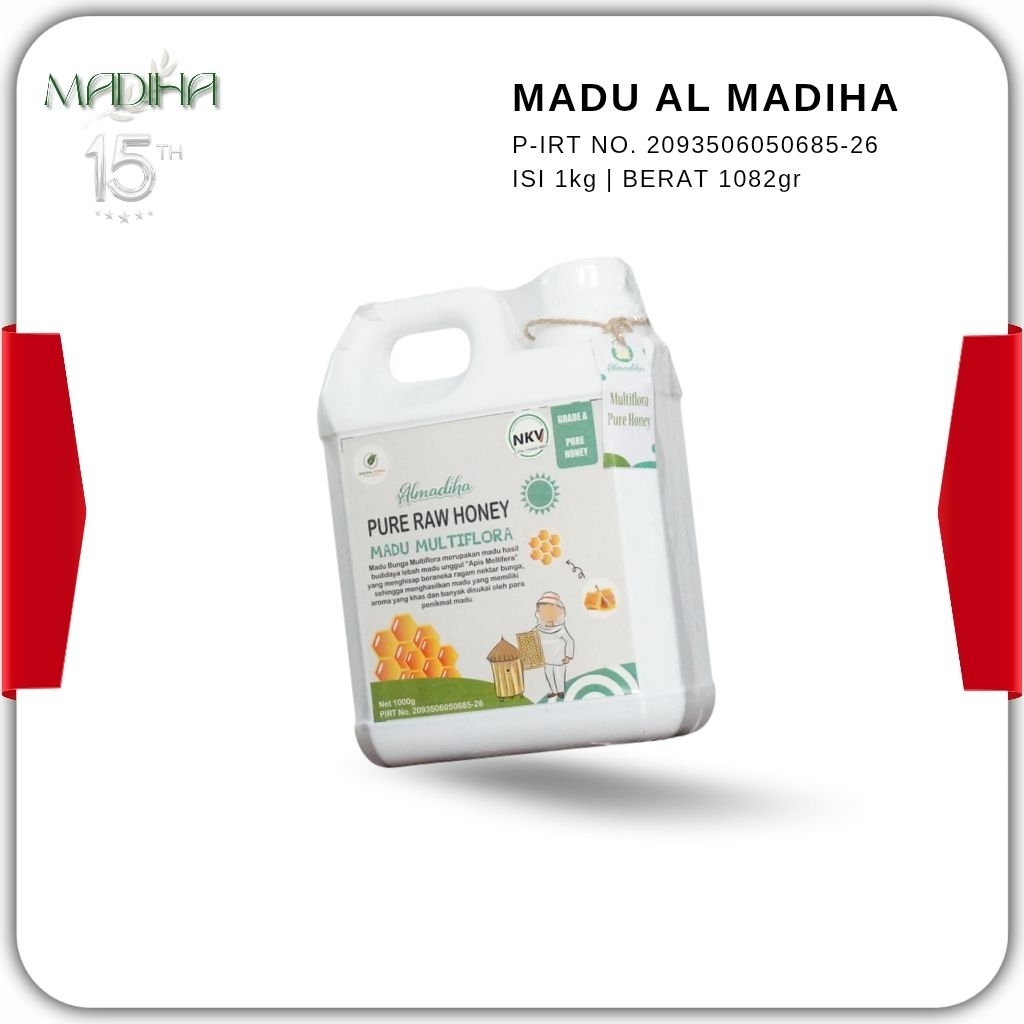 MADU AL MADIHA PURE RAW HONEY MULTIFLORA Isi 1kg Madu Murni Asli Mentah Seribu Bunga untuk Imunitas 